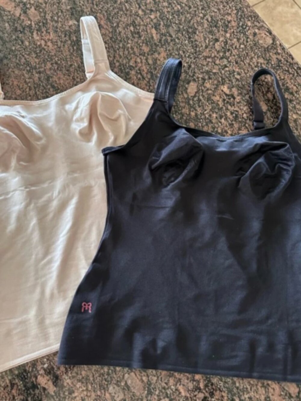 Ruby Ribbon Black and Cream Shaping Tank Cami set of 2 Sz 36